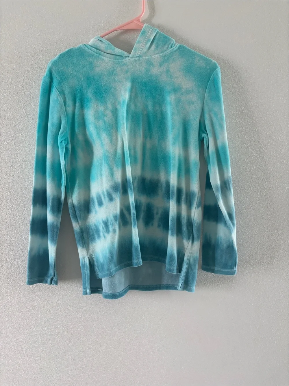 Justice Girls Tie-Dye Hoodie Jacket in Aqua, Teal, White